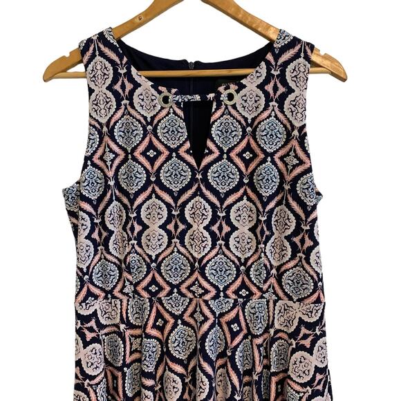 Ivanka Trump Navy Blue Ikat Sleeveless Mini Dress - Picture 2 of 10